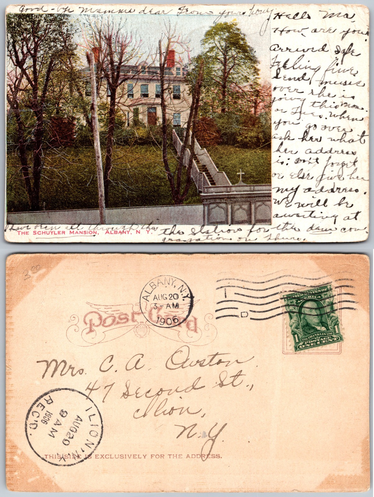 Schuyler Mansion Albany NY Historic Residence Postcard