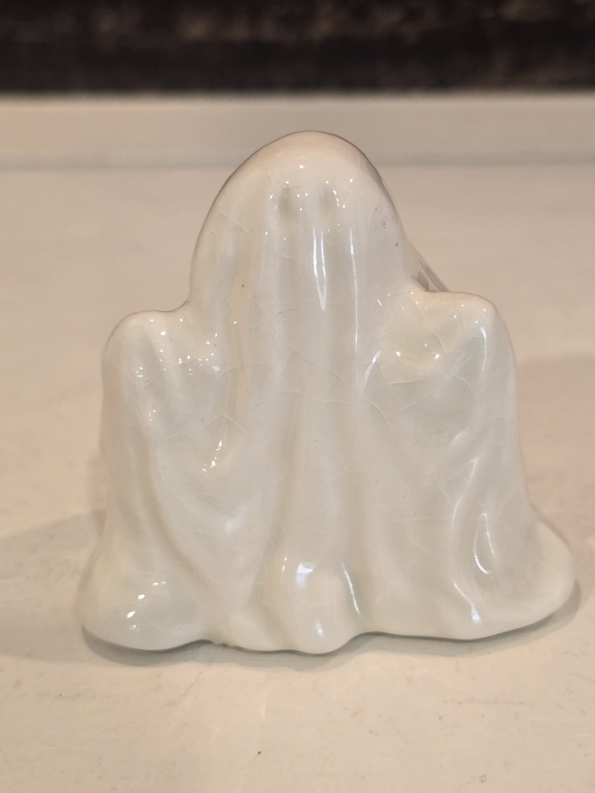 Vintage 1980s Halloween Mini Ceramic Ghost Figurine Retro Mold Small Figure 2