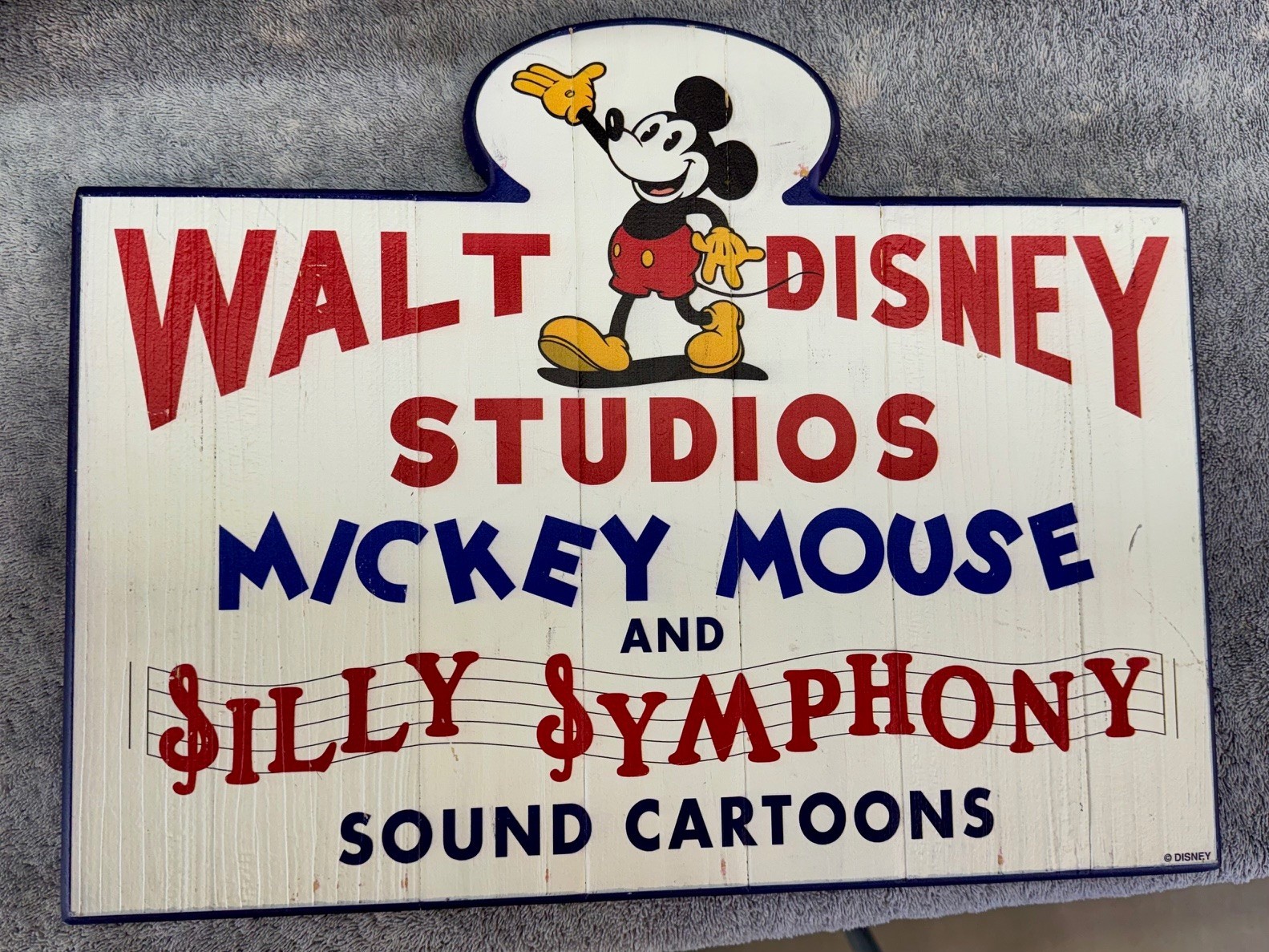 Walt Disney Studios Mickey Mouse Silly Symphonies Wood Sign Park Souvenir
