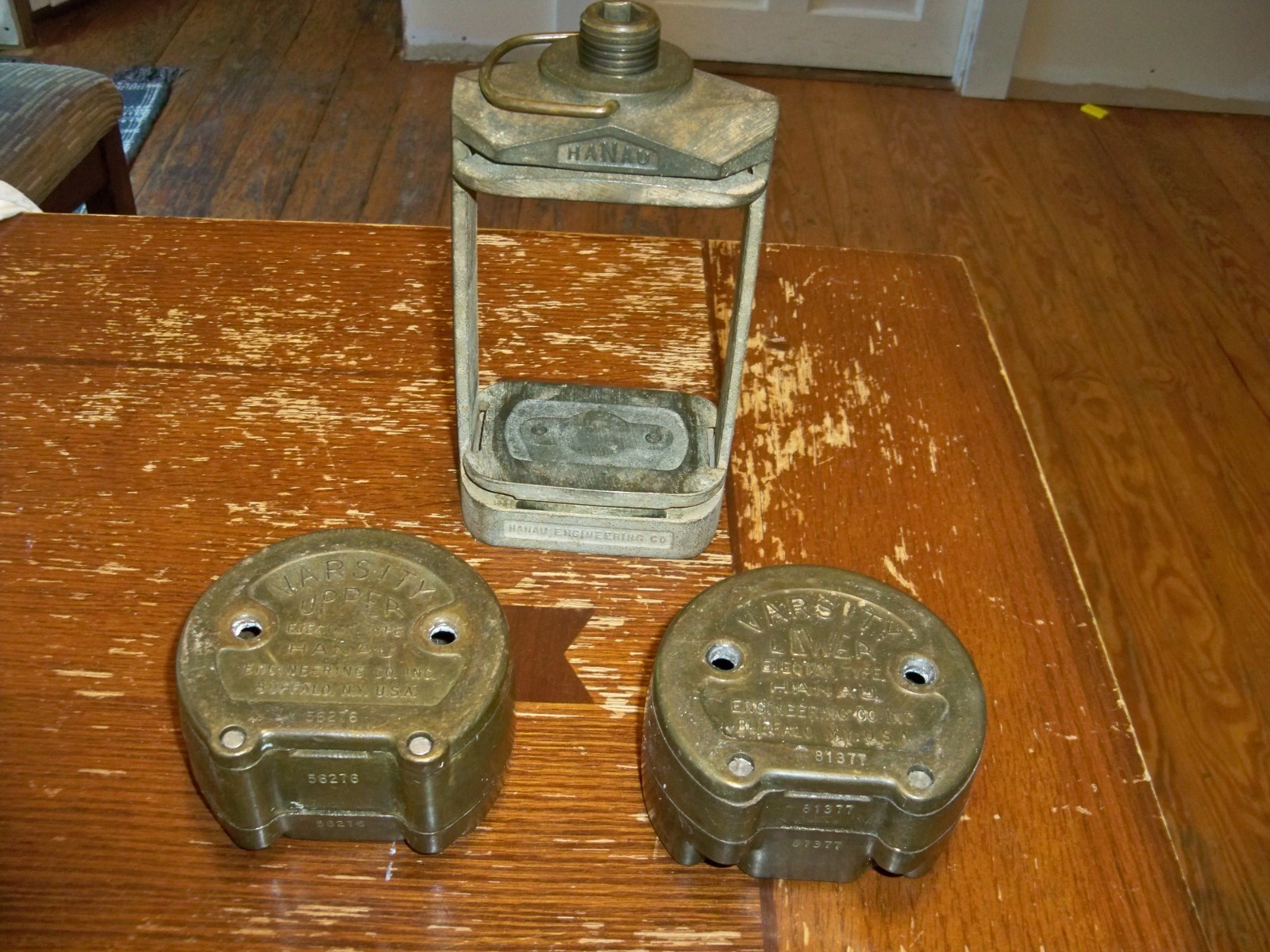Hanau Vintage Dental Denture Brass Flask Press + Upper & Lower Varsity Molds
