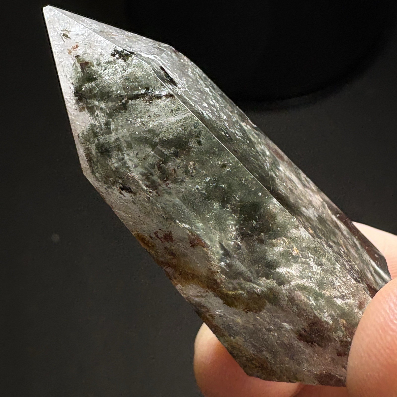 Natural Phantom Quartz Point Polished Garden Crystal Obelisk Reiki Healing