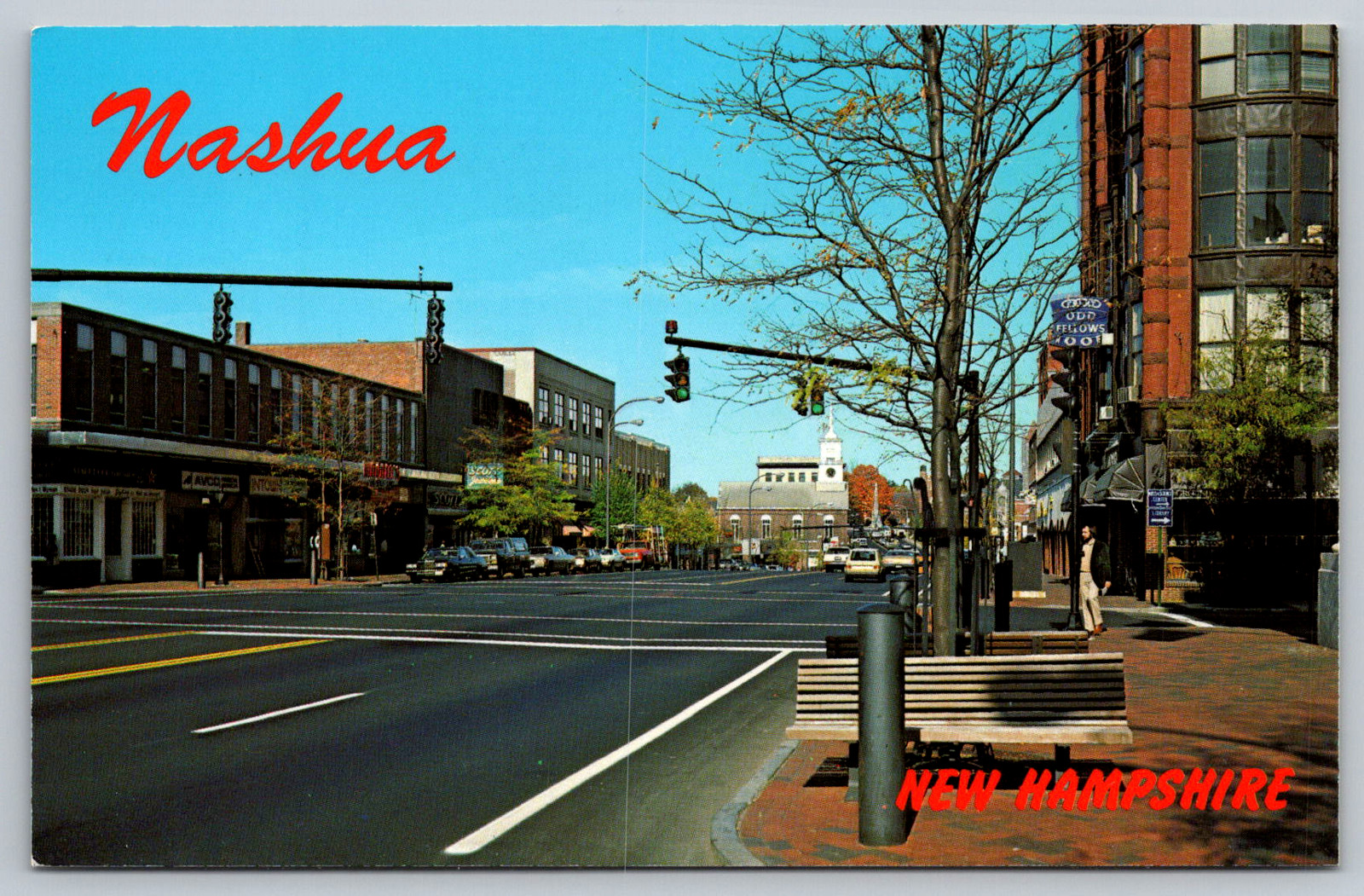 c1960s Nashua New Hampshire Main Street Merrimack River Chrome Postcard c1960s Nashua New Hampshire Main Street Merrimack River Chrome Postcard