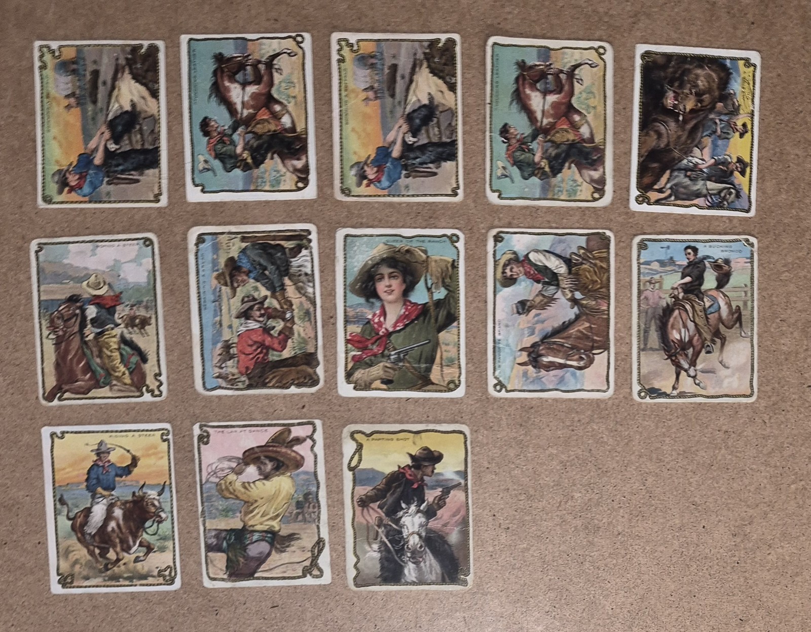 1909-10 Hassan Cigarettes T53 Cowboy Series Antique 13 Tobacco Card Vintage Lot 1909-10 Hassan Cigarettes T53 Cowboy Series Antique 13 Tobacco Card Vintage Lot