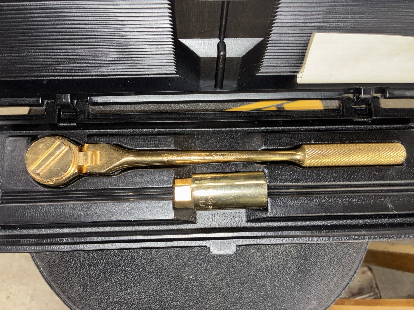 Vintage & Rare  Chrysler Master Technician Award Ratchet & Socket Set Golden