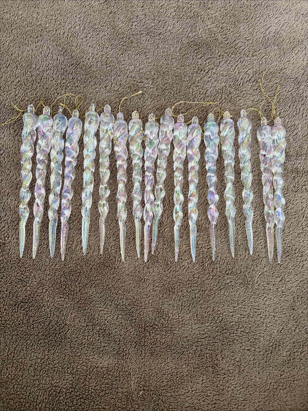 Vintage Iridescent Icicles Ornaments Christmas Lot of 17 Plastic 5”