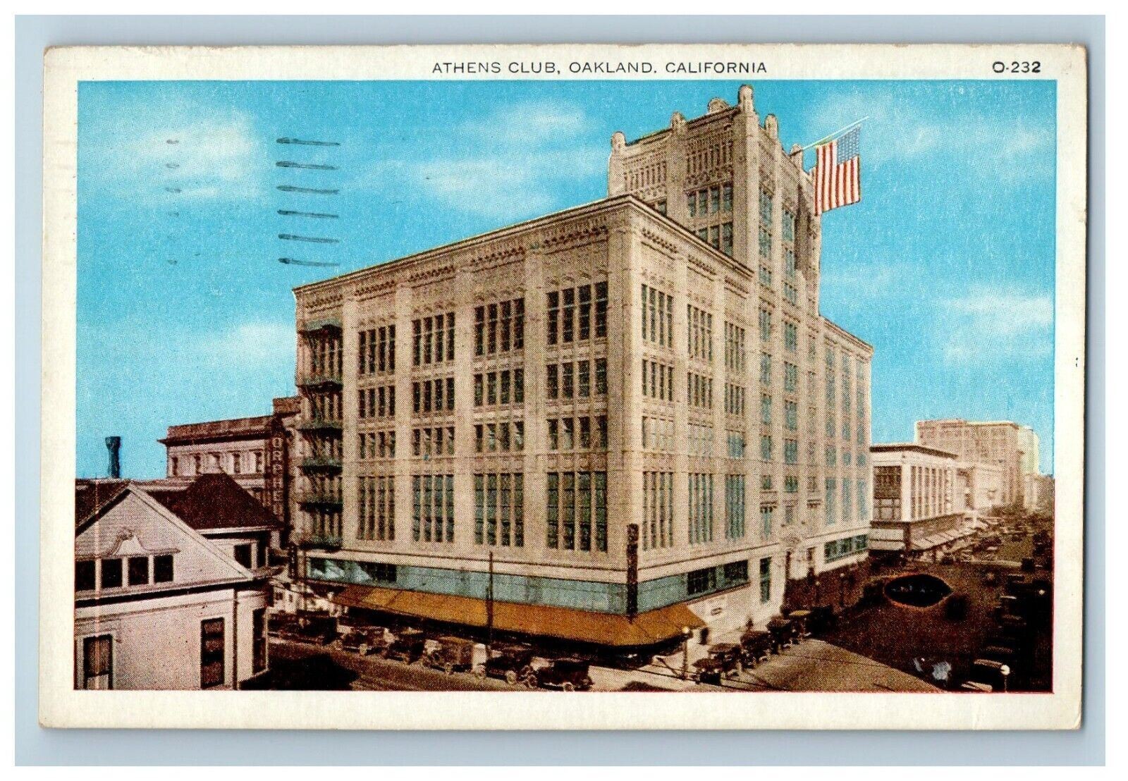 1938 Athens Club Building Cars Oakland California CA Posted Vintage Postcard