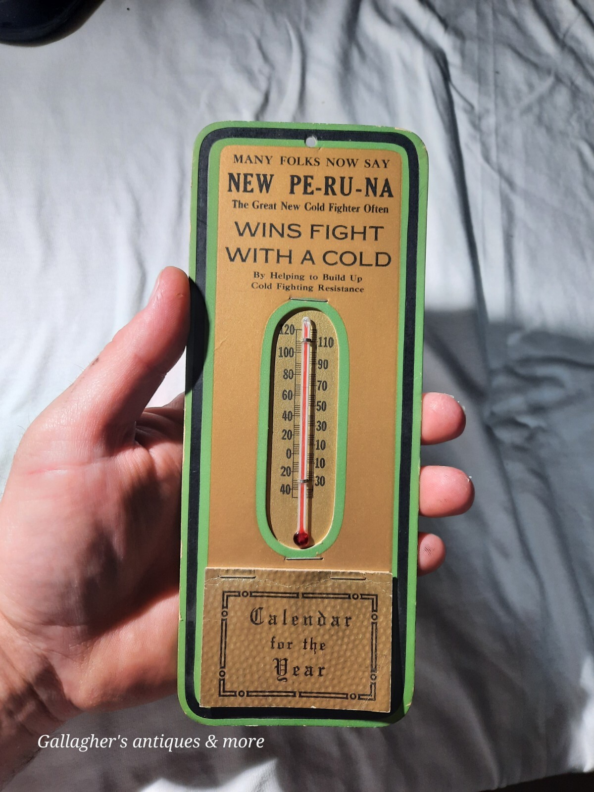 Nos 1937 Vintage Pe-Ru-NA Peruna Medical Thermometer Advertising Cold Fighter Nos 1937 Vintage Pe-Ru-NA Peruna Medical Thermometer Advertising Cold Fighter