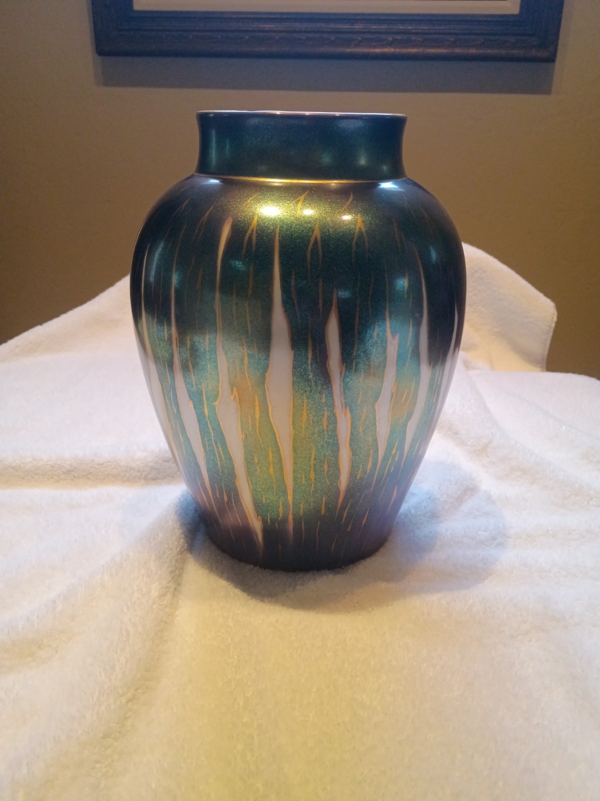 Vintage Royal Bavarian M.Rosenbaum & Sons Lusterware Vase Art Deco Flame 11\
