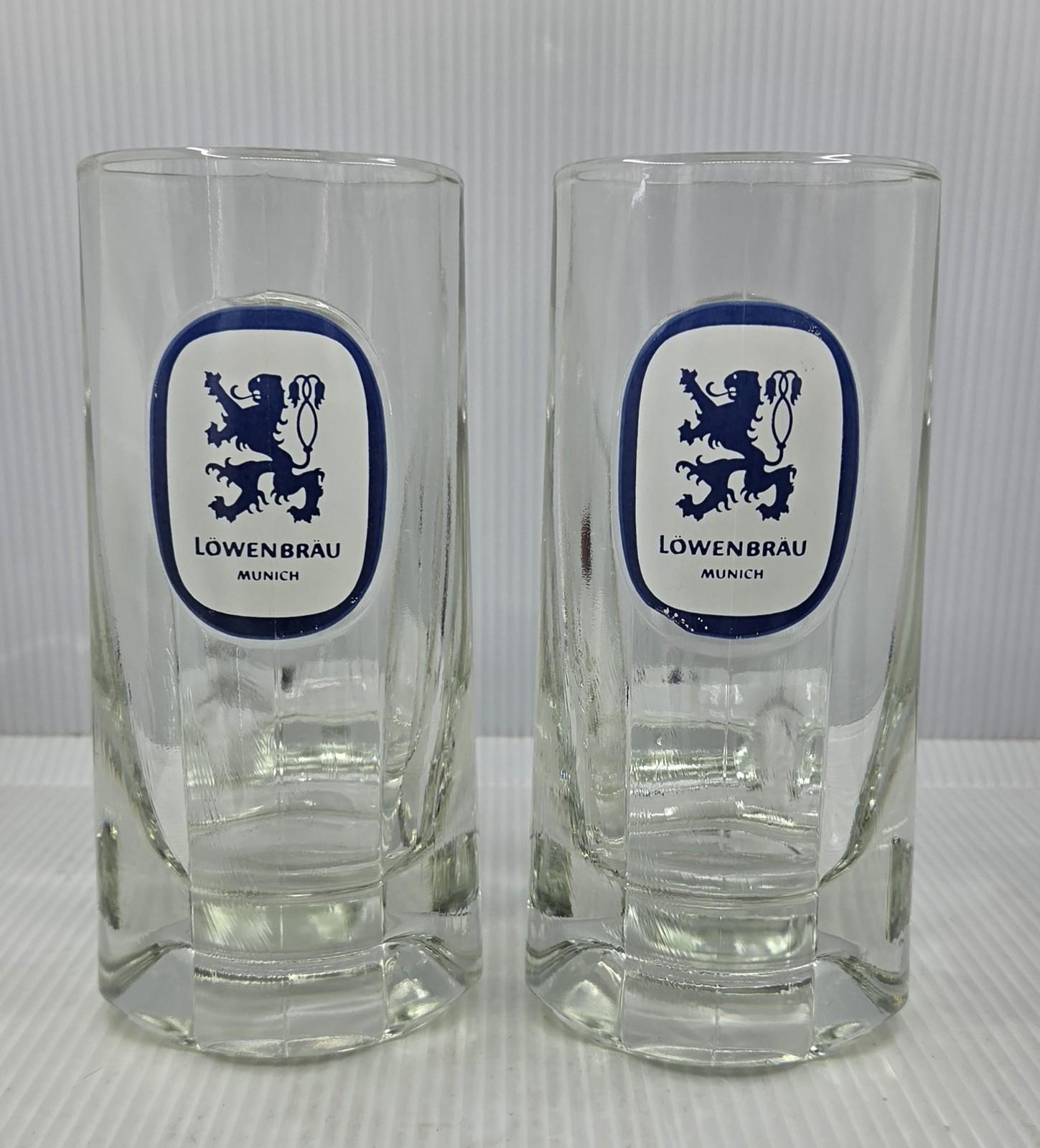 2 -Vintage Lowenbrau Munich  Heavy Glass Beer Mugs  Beer Steins