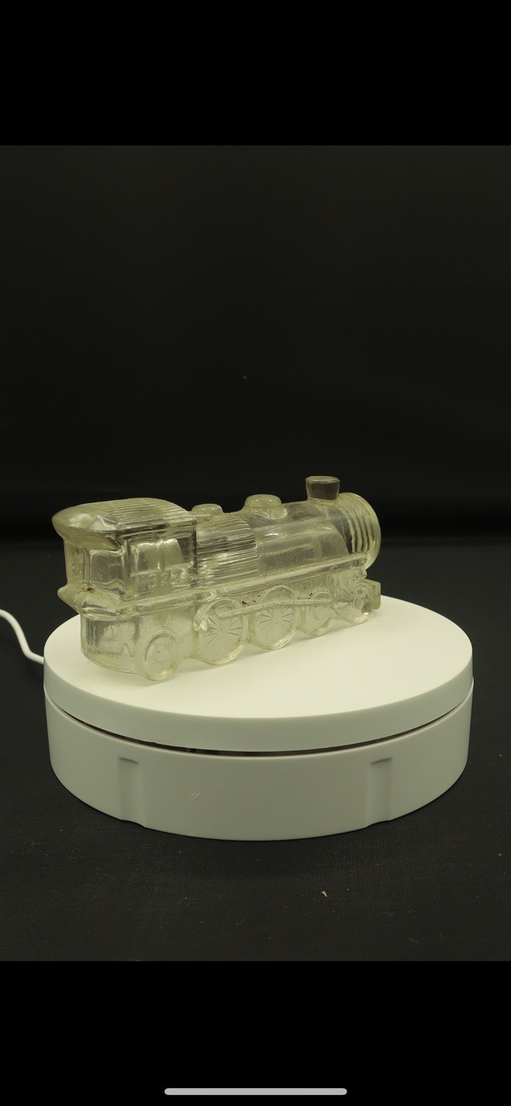 Vintage clear pressed-glass figural candy container Vintage clear pressed-glass figural candy container