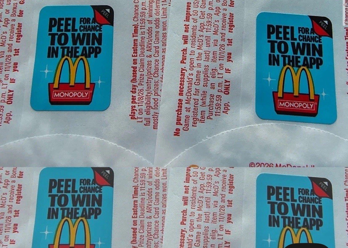 2026 UNPEELED UNREDEEMED MCDONALD\'S MONOPOLY PIECES (Lot of 100)