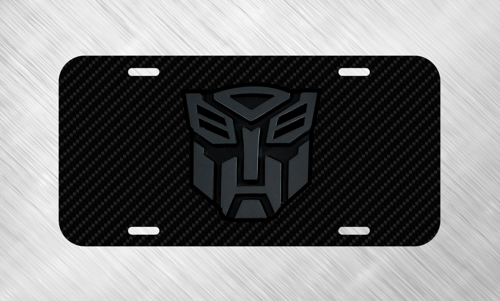 New Transformers Autobot Black Robot Carbon License Plate Auto Car Tag 
