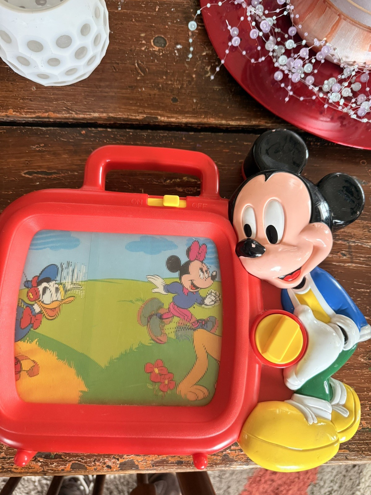Vintage Arco Mickey Mouse Musical Wind-Up TV Toy Works Perfectly and is Clean