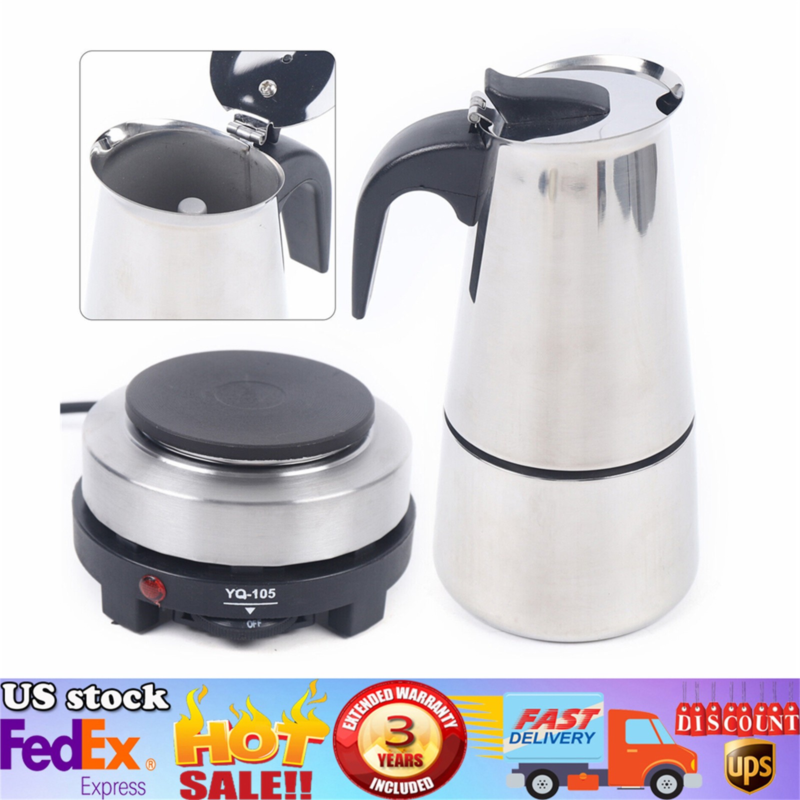 Coffee Maker,Stovetop Espresso Coffee Maker Moka Coffee Pot with Electric Stove