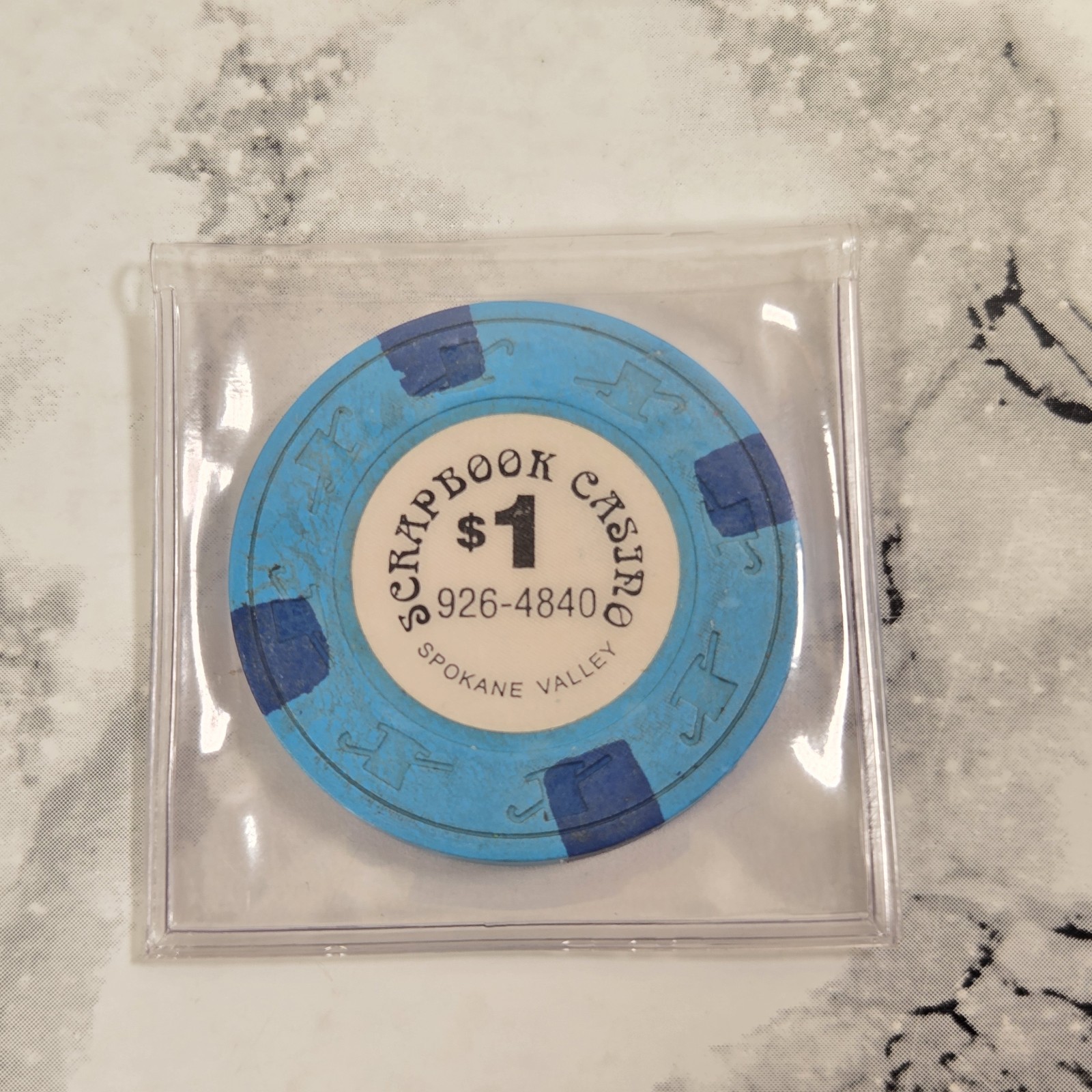Vintage One Dollar ($1) Casino Poker Chip From Scrapbook Casino (Spokane Valley)
