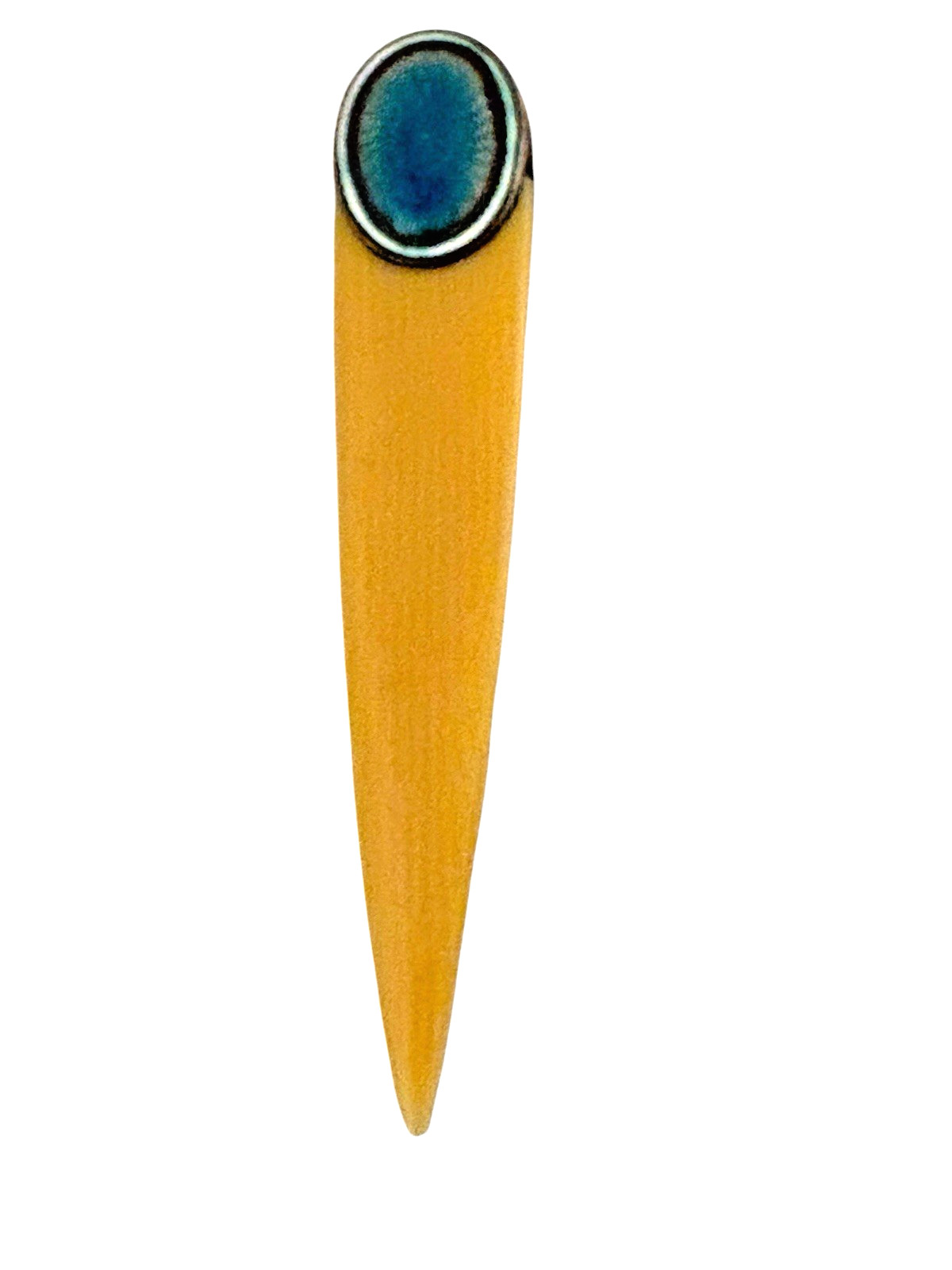 Vintage Celluloid Small Letter Opener with Silver Guilloche Enamel Art Deco