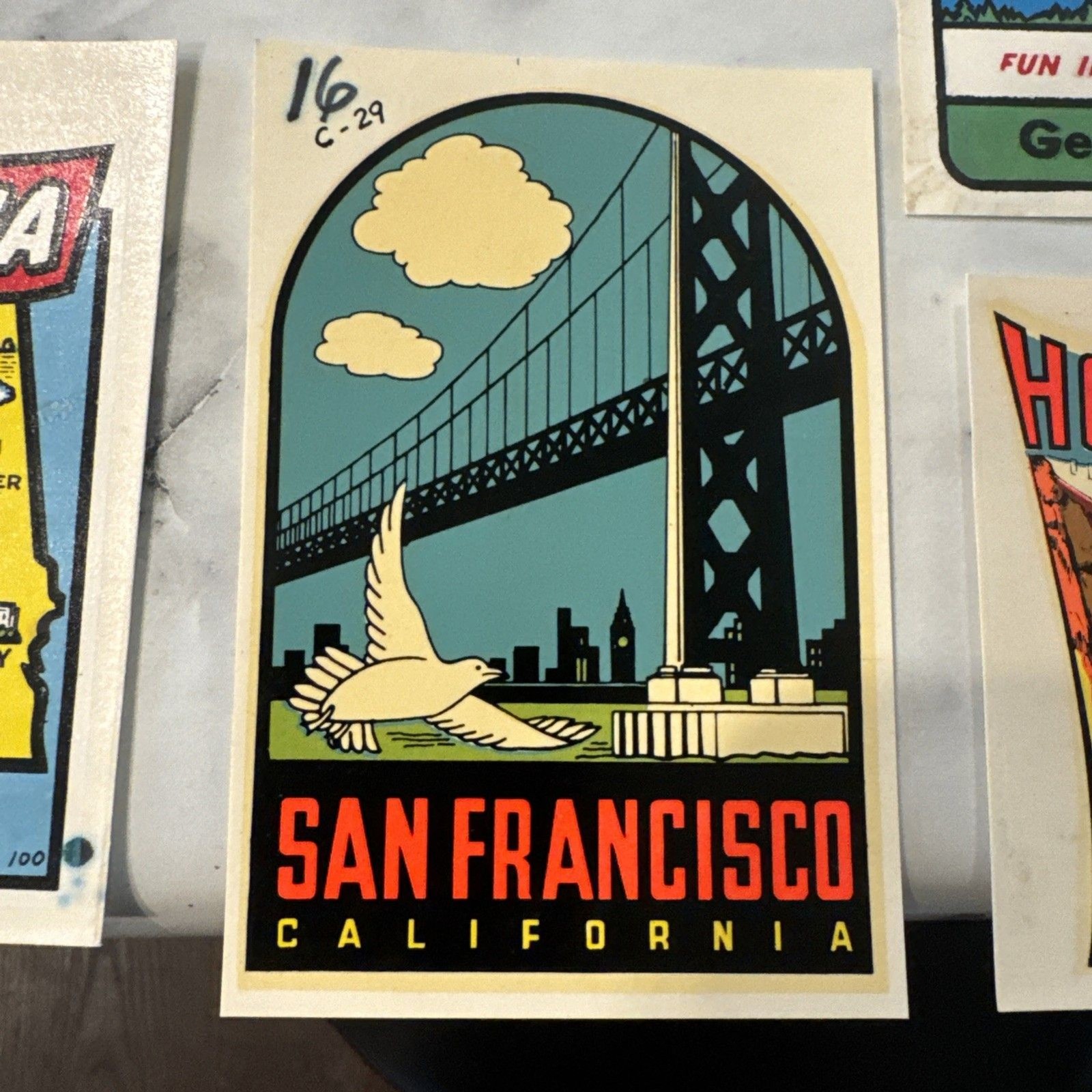 VTG 1950s San Francisco California Dove Travel Decal - 3.5” X 2.5” NOS Water