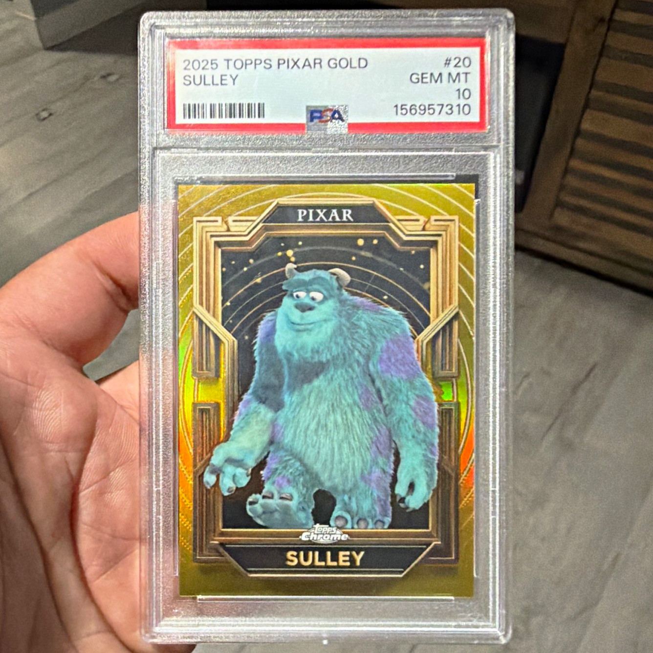 Topps 2025 Pixar Gold Monsters Inc Sulley #20 PSA 10 Graded Trading Card Topps 2025 Pixar Gold Monsters Inc Sulley #20 PSA 10 Graded Trading Card