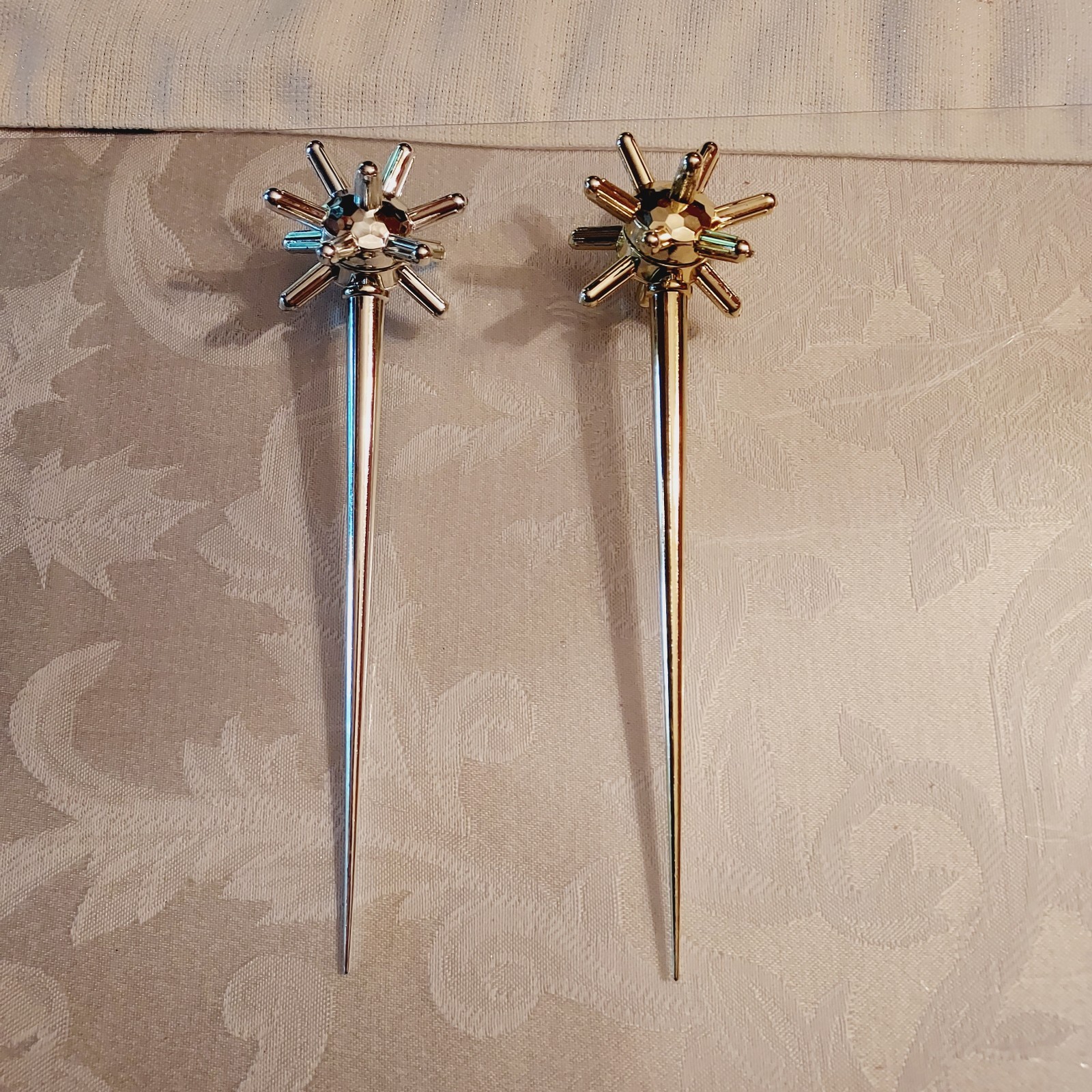 VTG Bradford? Sputnik Atomic Starburst Christmas Ornaments Silver VTG Bradford? Sputnik Atomic Starburst Christmas Ornaments Silver