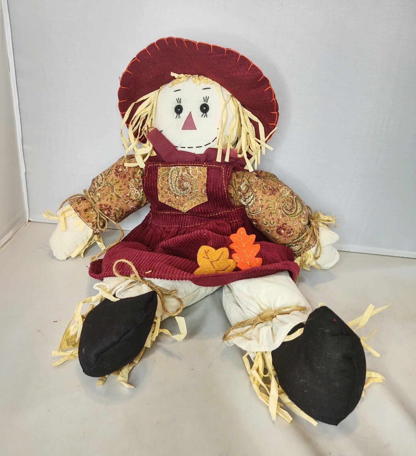 Scarecrow Girl Doll Figure Thanksgiving Primitive Autumn Harvest Fall Decor
