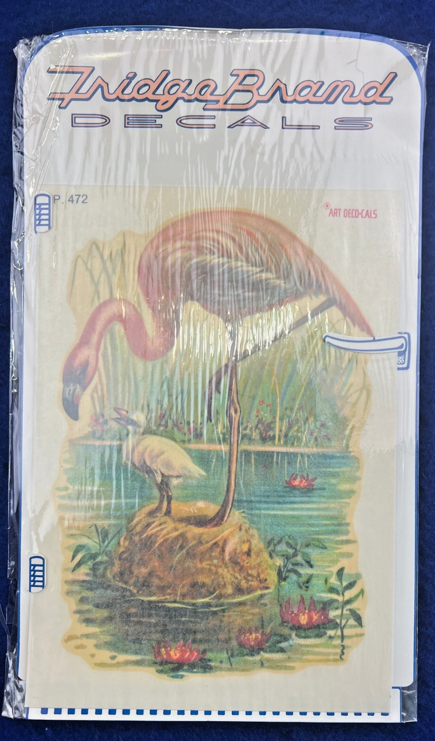 Vintage NOS 1950s Pink Flamingo Florida Decal Fridge Brand Italy