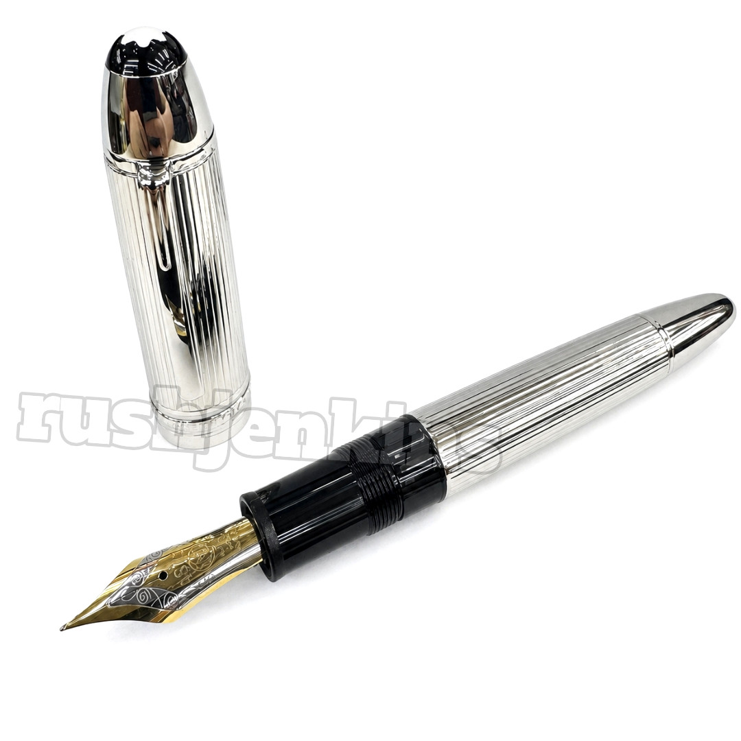 MONTBLANC Meisterstück 149 Silver Stripe Fountain Pen Collector Rare Luxury