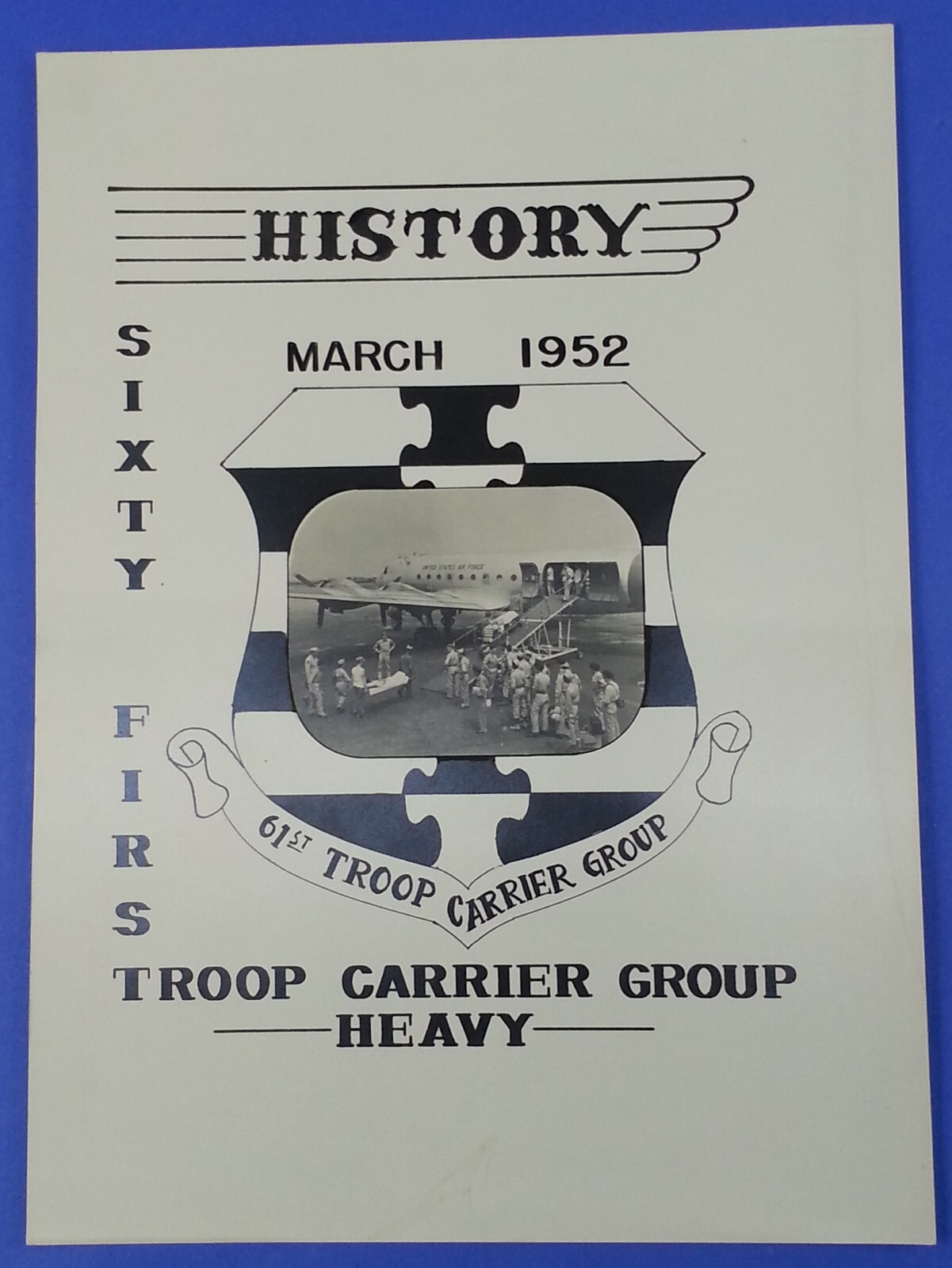 Vintage 1952 61st Sixty First Troop Carrier Group Heavy Picture Korea