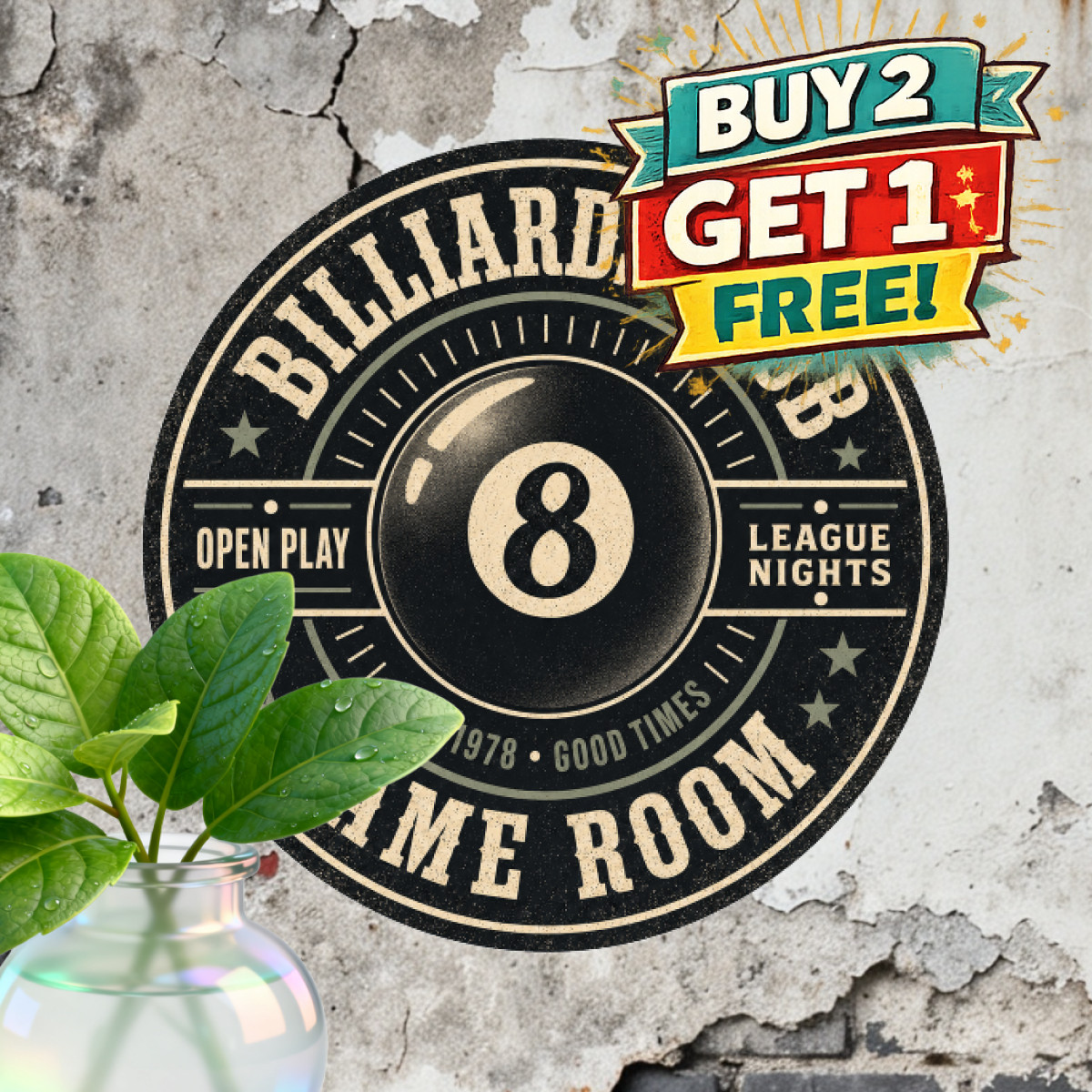 Retro Billiards Eight Ball Pool Hall Game Room Aluminum Metal Tin Sign Art