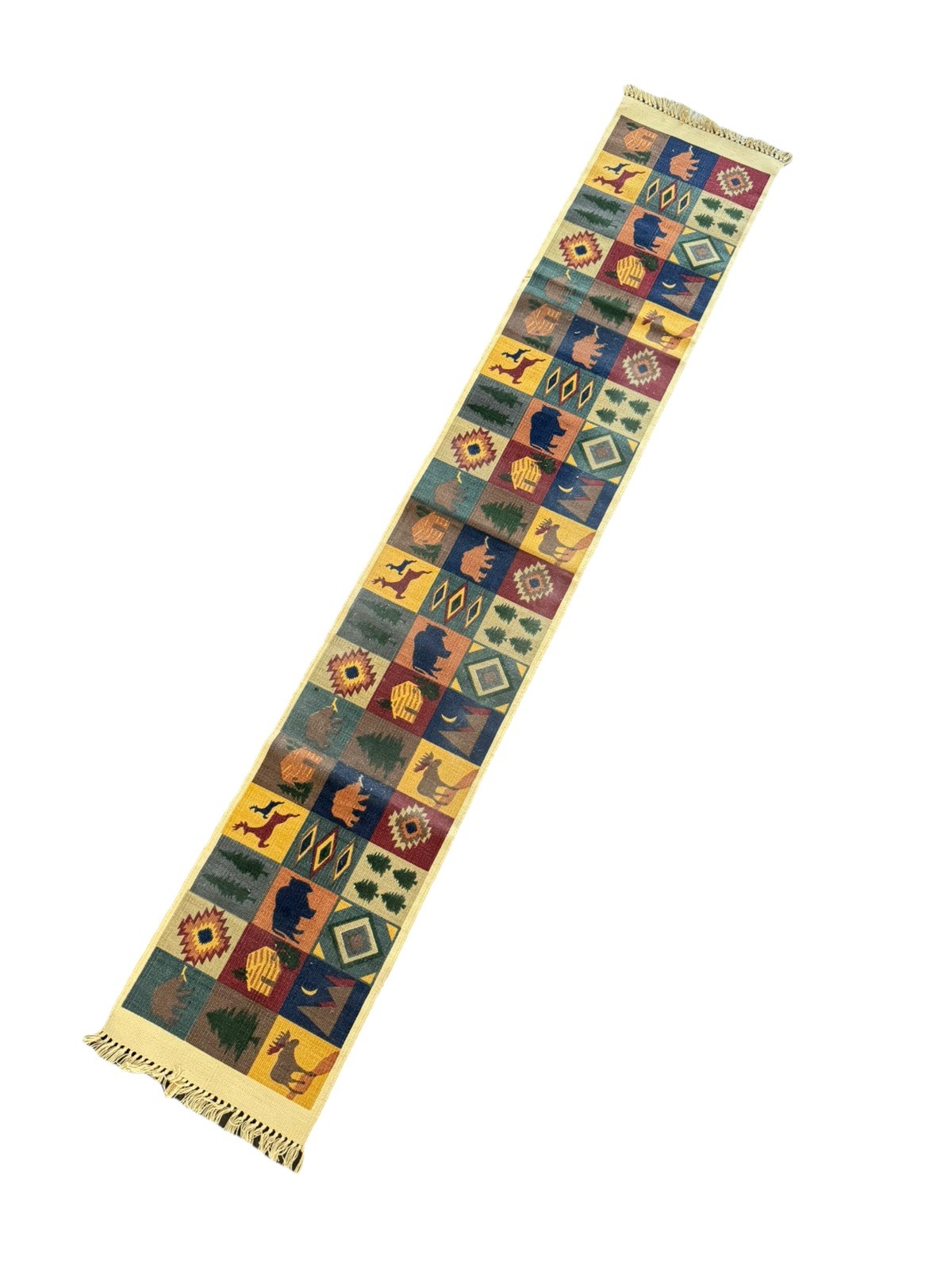 Vintage Southwestern High Country Woven Table Runner 13x72 100% Cotton 