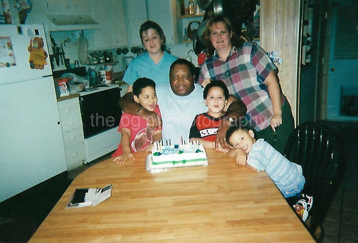 AMERICAN FAMILY PORTRAIT Birthday Cake FOUND PHOTOGRAPH Color VINTAGE 06 24 N