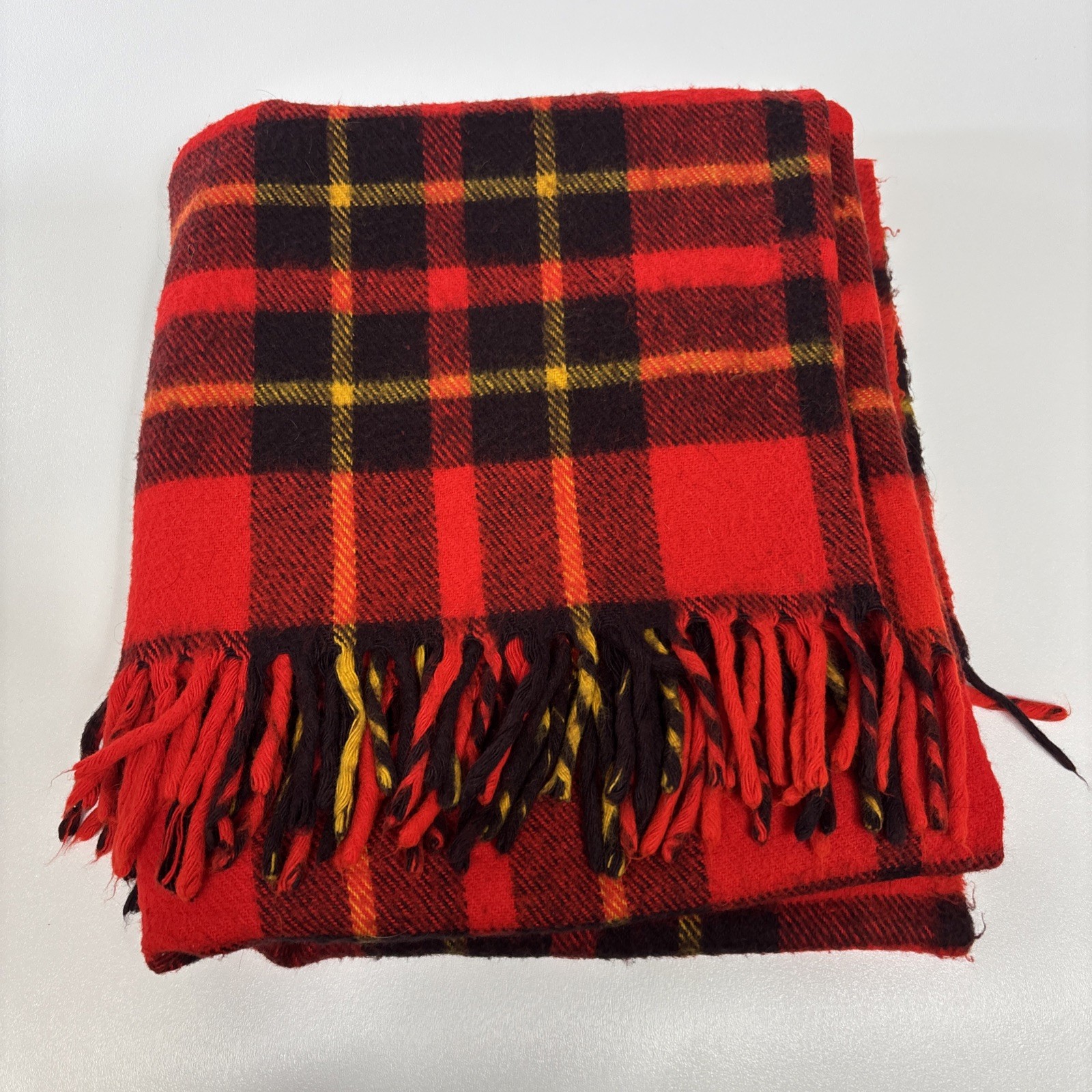 VTG Faribo Faribault Woolen Mill Red Tartan Plaid Wool Throw Blanket 60x53” USA VTG Faribo Faribault Woolen Mill Red Tartan Plaid Wool Throw Blanket 60x53” USA