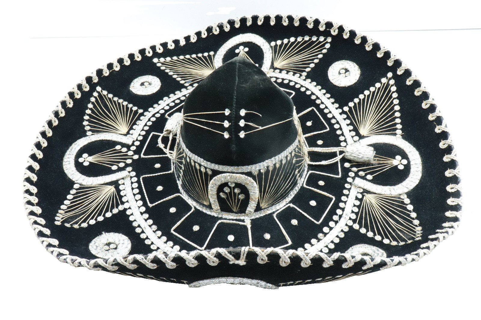 Vintage Large Mexican Pigalle Sombrero Mariachi BLACK Hat Paris 1900-Roma 1898 Vintage Large Mexican Pigalle Sombrero Mariachi BLACK Hat Paris 1900-Roma 1898