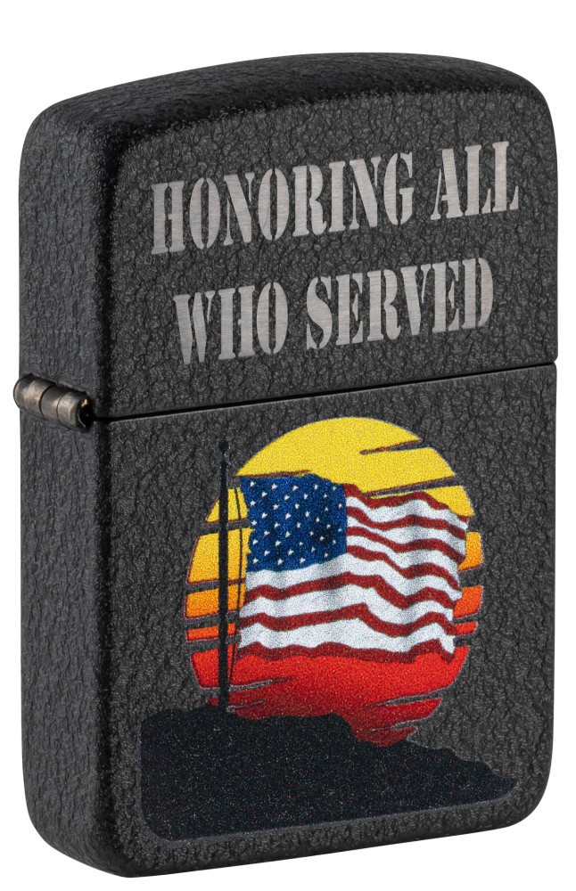 Zippo Honor Flag Design Black Crackle Windproof Lighter, 28582-125630 Zippo Honor Flag Design Black Crackle Windproof Lighter, 28582-125630