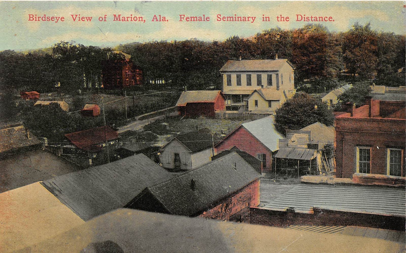 C11/ Marion Alabama AL Postcard c1910 Birdseye View Female Seminary Homes C11/ Marion Alabama AL Postcard c1910 Birdseye View Female Seminary Homes