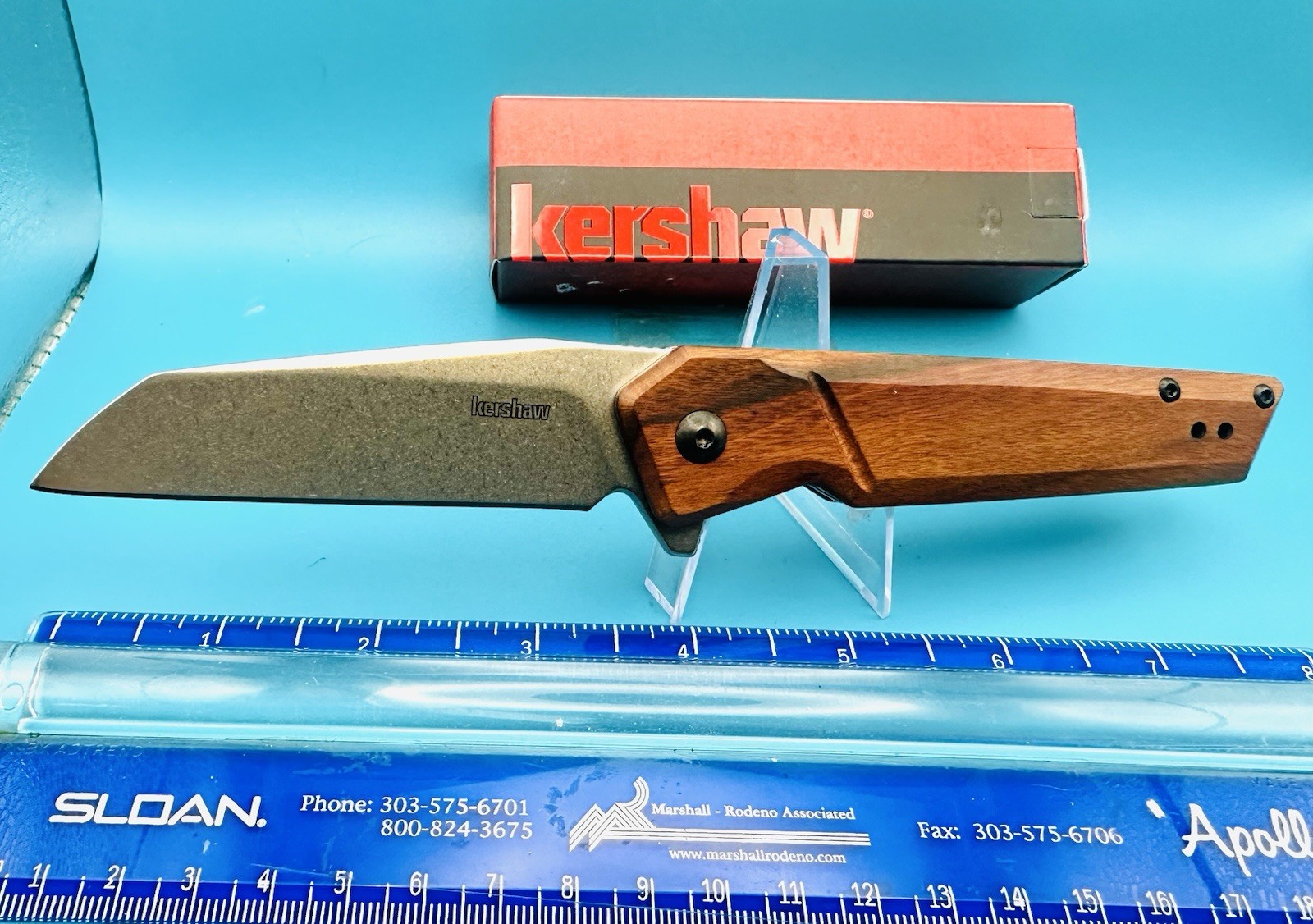 Kershaw 1432 Avert A/O Folding Linerlock Pocket Knife Brown Full Wood Handle Kershaw 1432 Avert A/O Folding Linerlock Pocket Knife Brown Full Wood Handle