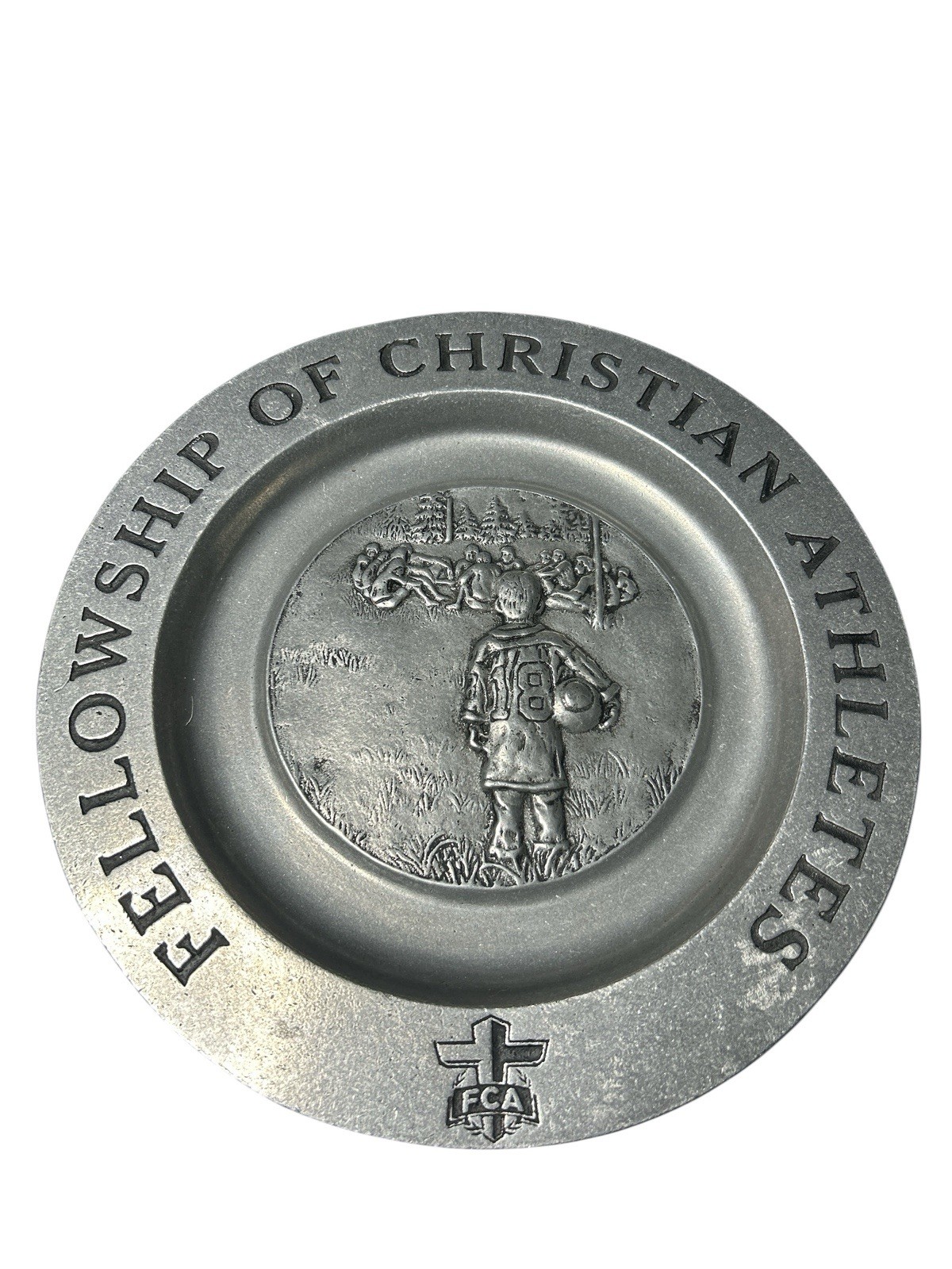 Vintage Fellowship of Christian Athletes Aluminum Charger Plate Tray 10.5
