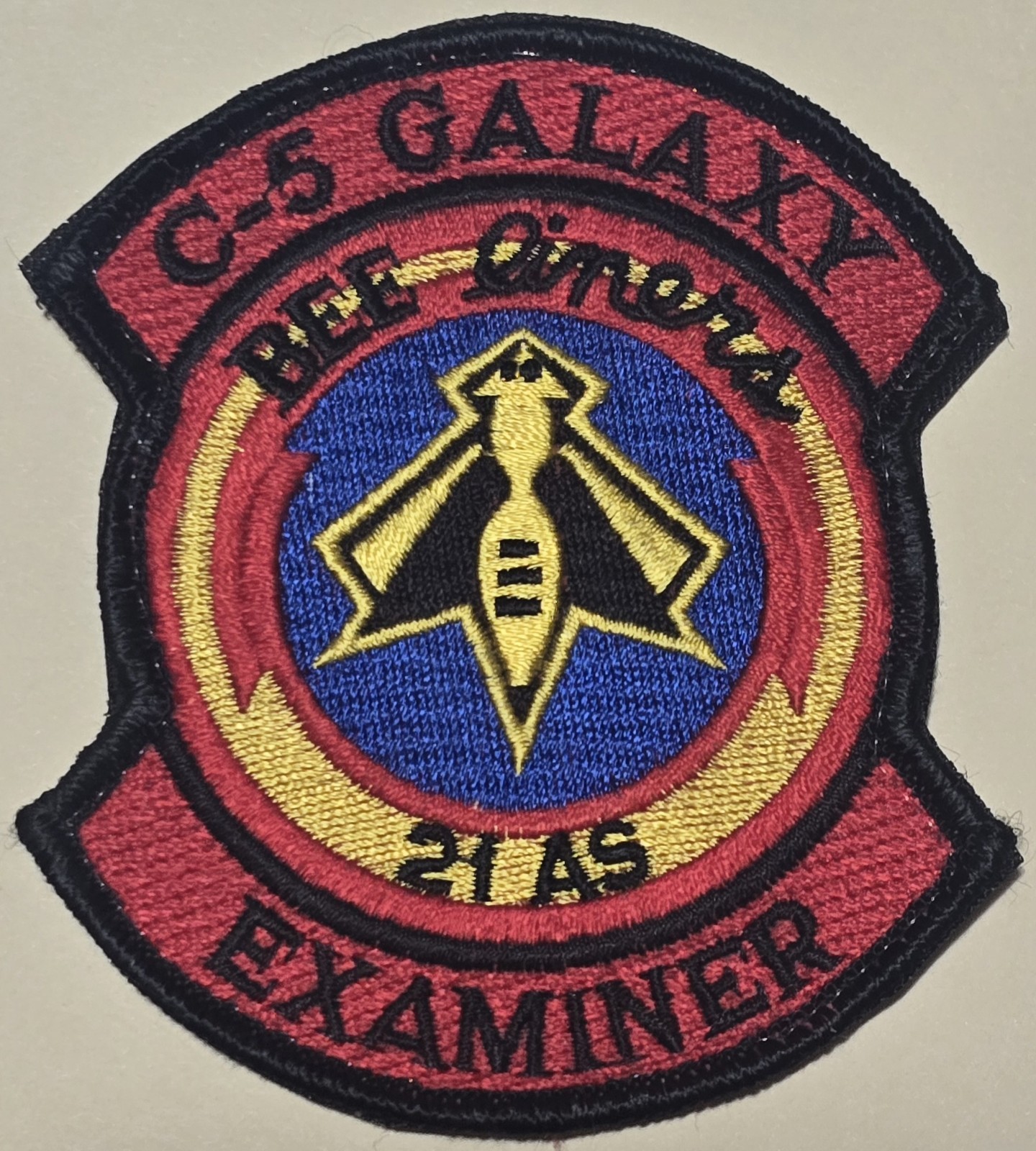 USAF 21st Airlift Squadron Patch BEE liners C-5 GALAXY EXAMINER COLOR FLIGHT h&l