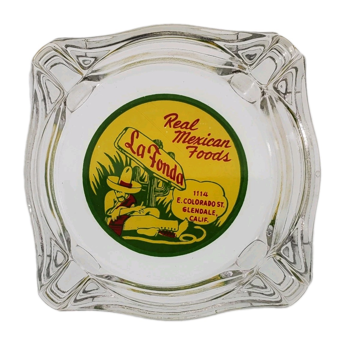 Vintage Ashtray / La Fonda Restaurant / Real Mexican Foods / Glendale CA / FLAW Vintage Ashtray / La Fonda Restaurant / Real Mexican Foods / Glendale CA / FLAW