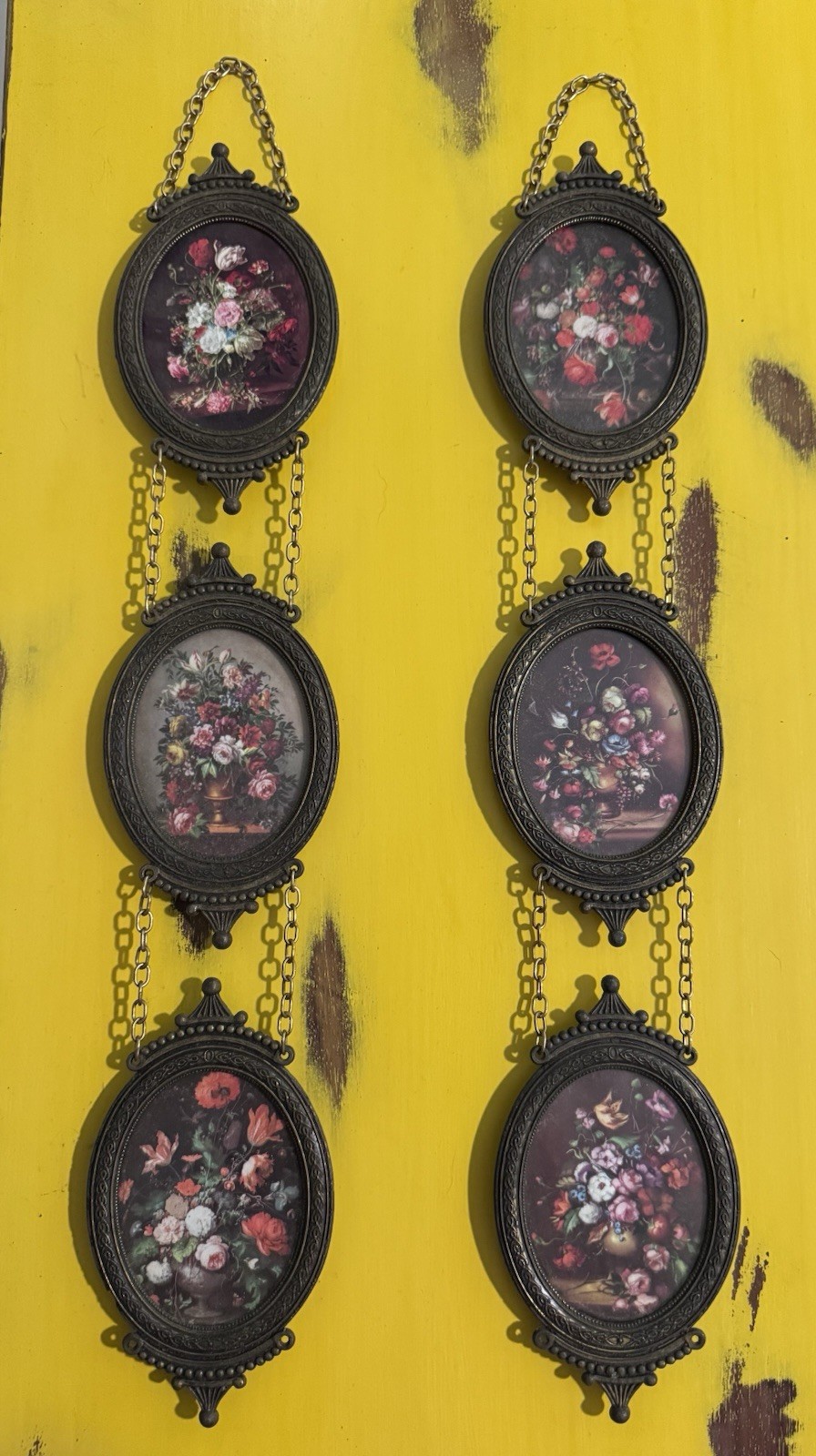 Pair of VTG Italian Triple Oval Floral Wall Hangings Ornate Gold Tone Metal 19” Pair of VTG Italian Triple Oval Floral Wall Hangings Ornate Gold Tone Metal 19”