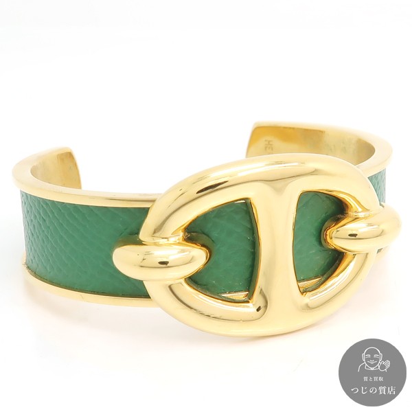 HERMES Chaine d\'Ancre GP Leather Bangle Bracelet Green HERMES Chaine d\'Ancre GP Leather Bangle Bracelet Green