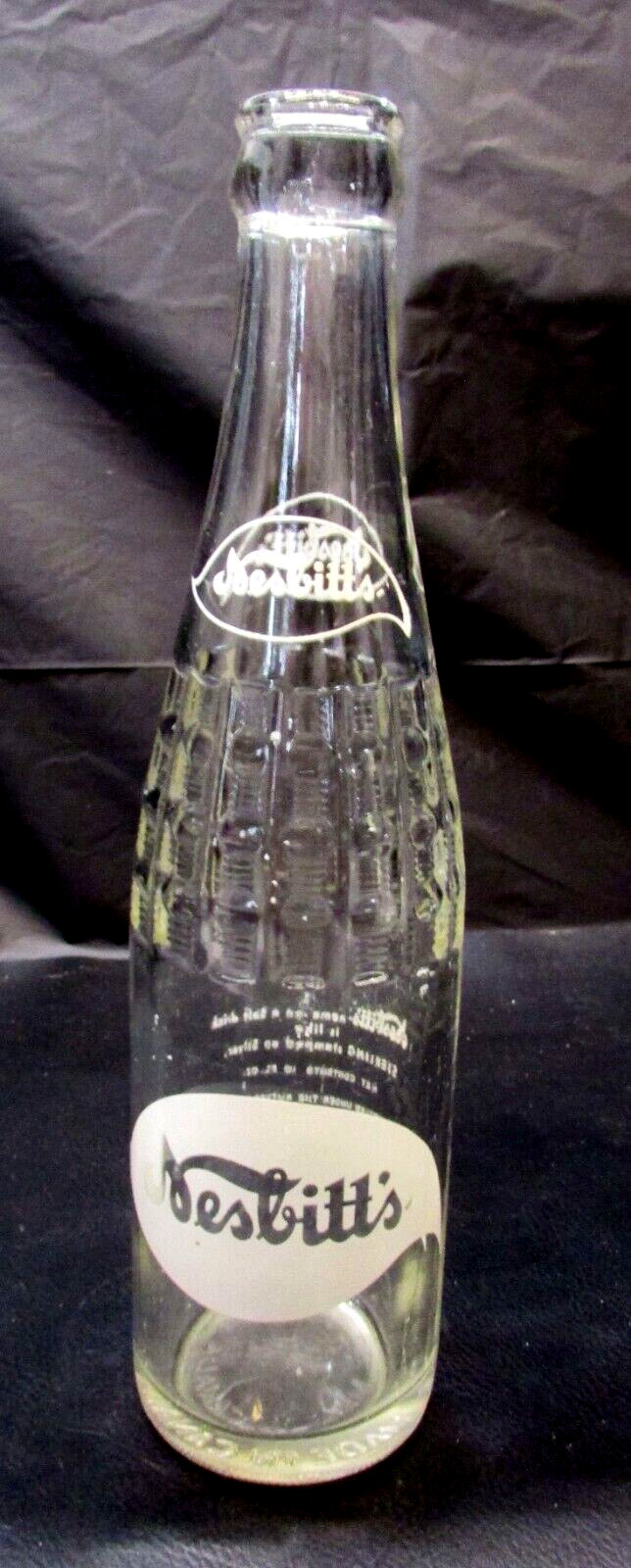 Vintage 1950's LaChine Quebec Canada Nesbitt's White Clear Glass Soda Pop Bottle
