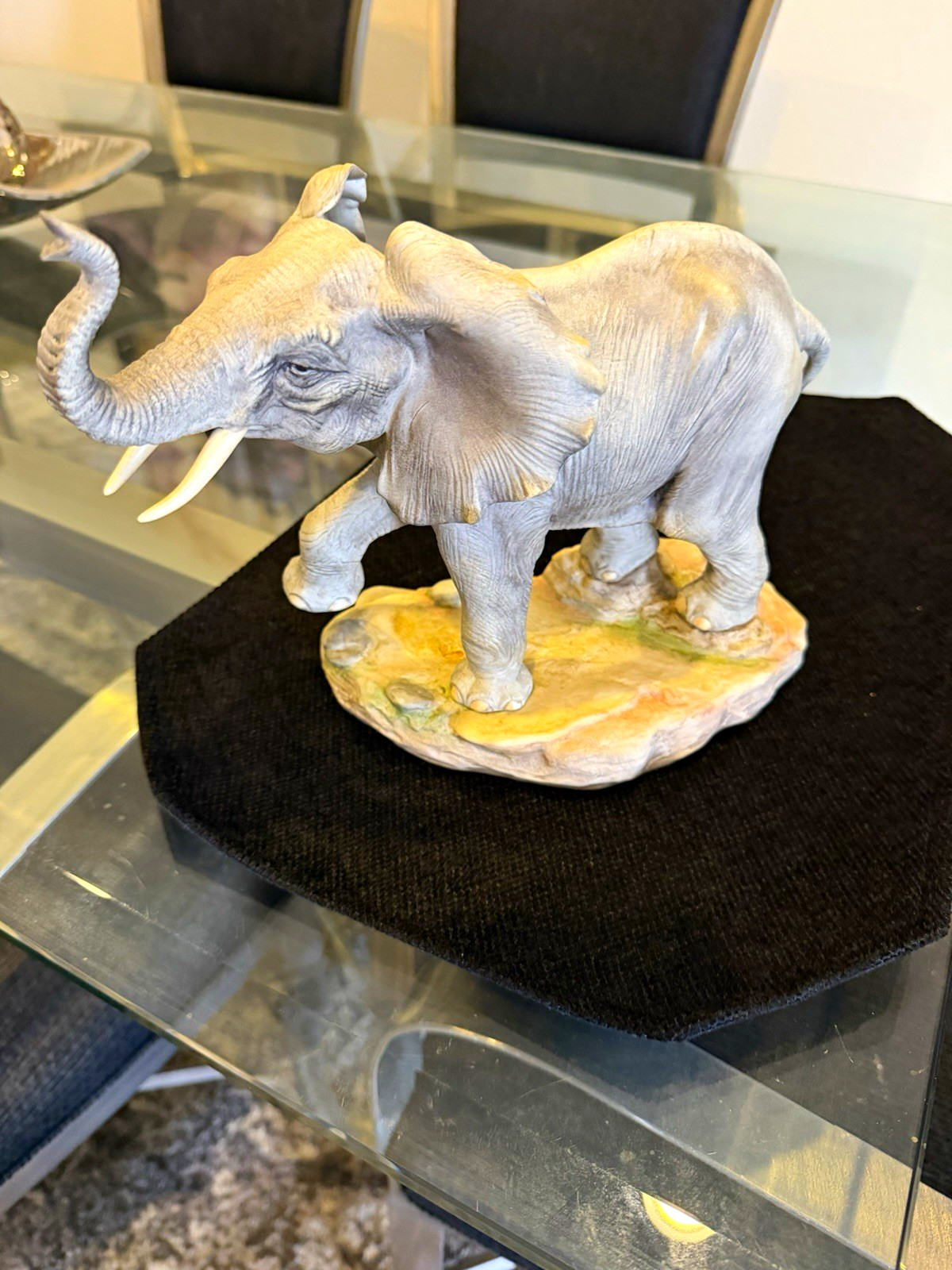 Boehm Brown African Elephant Figurine Statue on Base Display # 40512