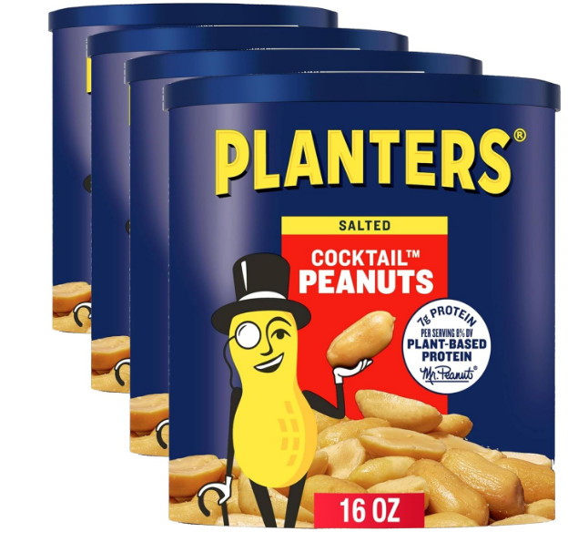 PLANTERS Salted Cocktail Peanuts, 16 oz. Resealable Jar - Pack of 4) PLANTERS Salted Cocktail Peanuts, 16 oz. Resealable Jar - Pack of 4)