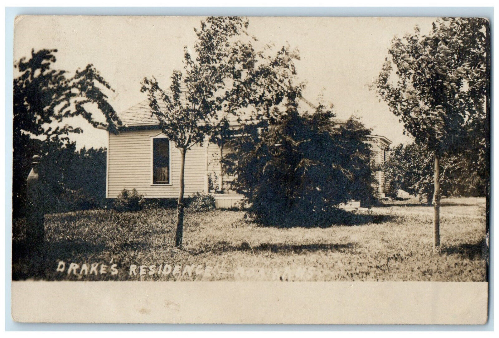 c1910 Drake's Residence Ada Kansas KS Posted Antique RPPC Photo Postcard