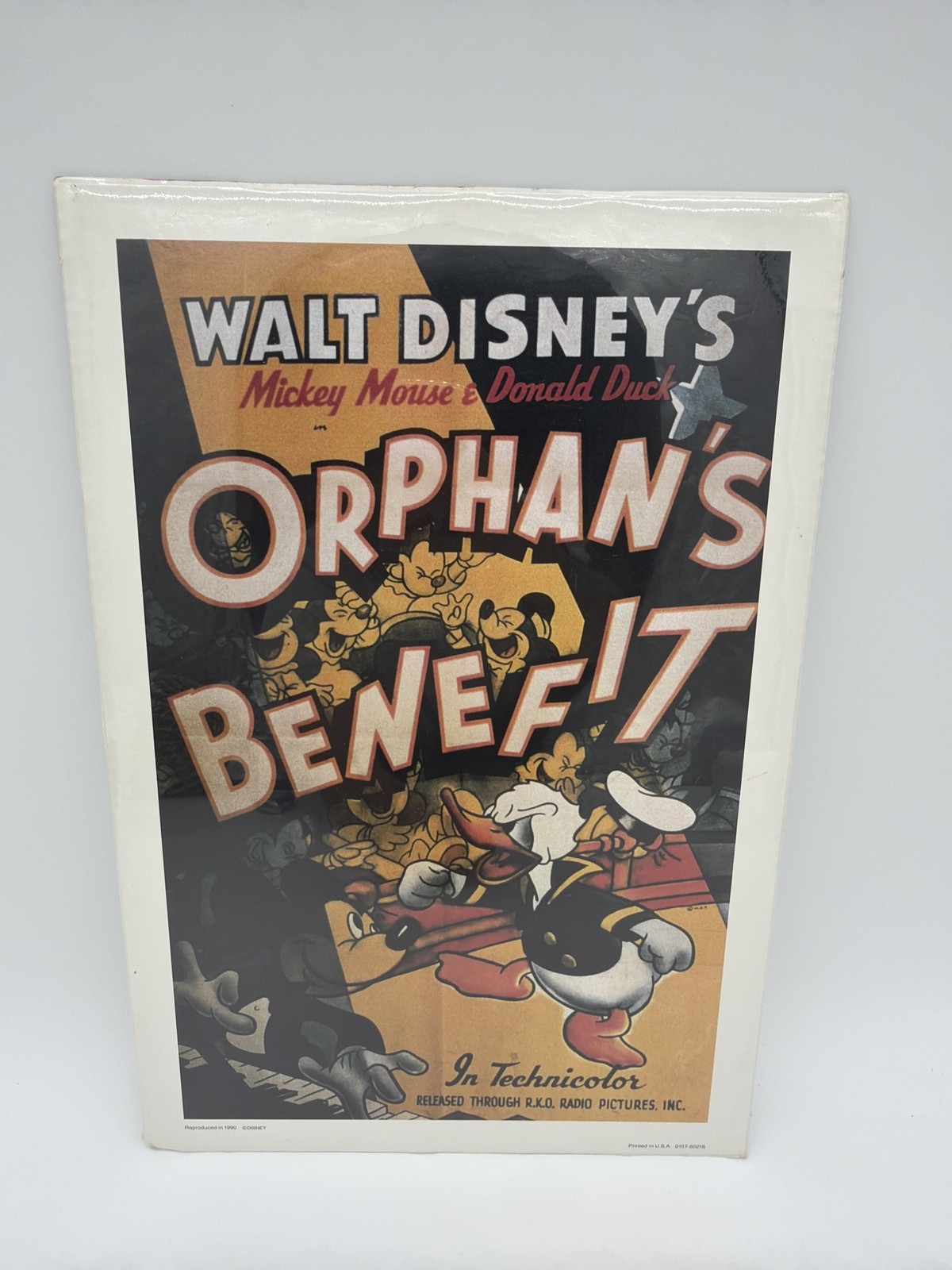 Vintage 1990 Disney Orphan's Benefit Mickey Donald Movie Poster Reproduction