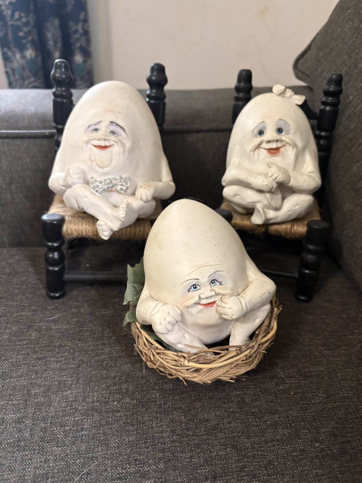 Vtg 1993 Allyson Nagel Egbert Humpty Dumpty Egg Statue set of 3