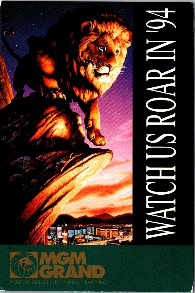 Continental MGM Grand Hotel Casino Las Vegas Nevada Lion Roaring Postcard Continental MGM Grand Hotel Casino Las Vegas Nevada Lion Roaring Postcard