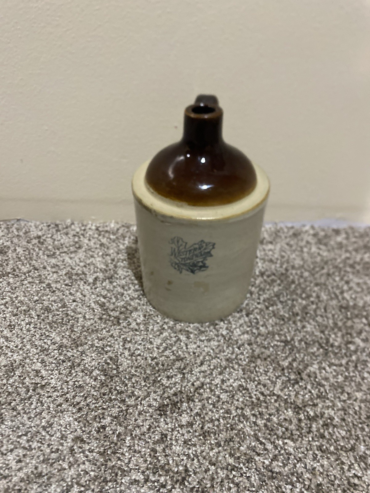 Vintage Western Stoneware Co. Salt Glazed Jug 1 gallon USA Tan and Brown