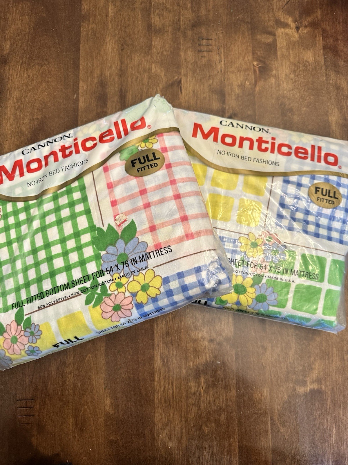 Vtg 70s Cannon Monticello Fitted Sheet Picnic Design Twin Pink Yellow Blue (2) Vtg 70s Cannon Monticello Fitted Sheet Picnic Design Twin Pink Yellow Blue (2)