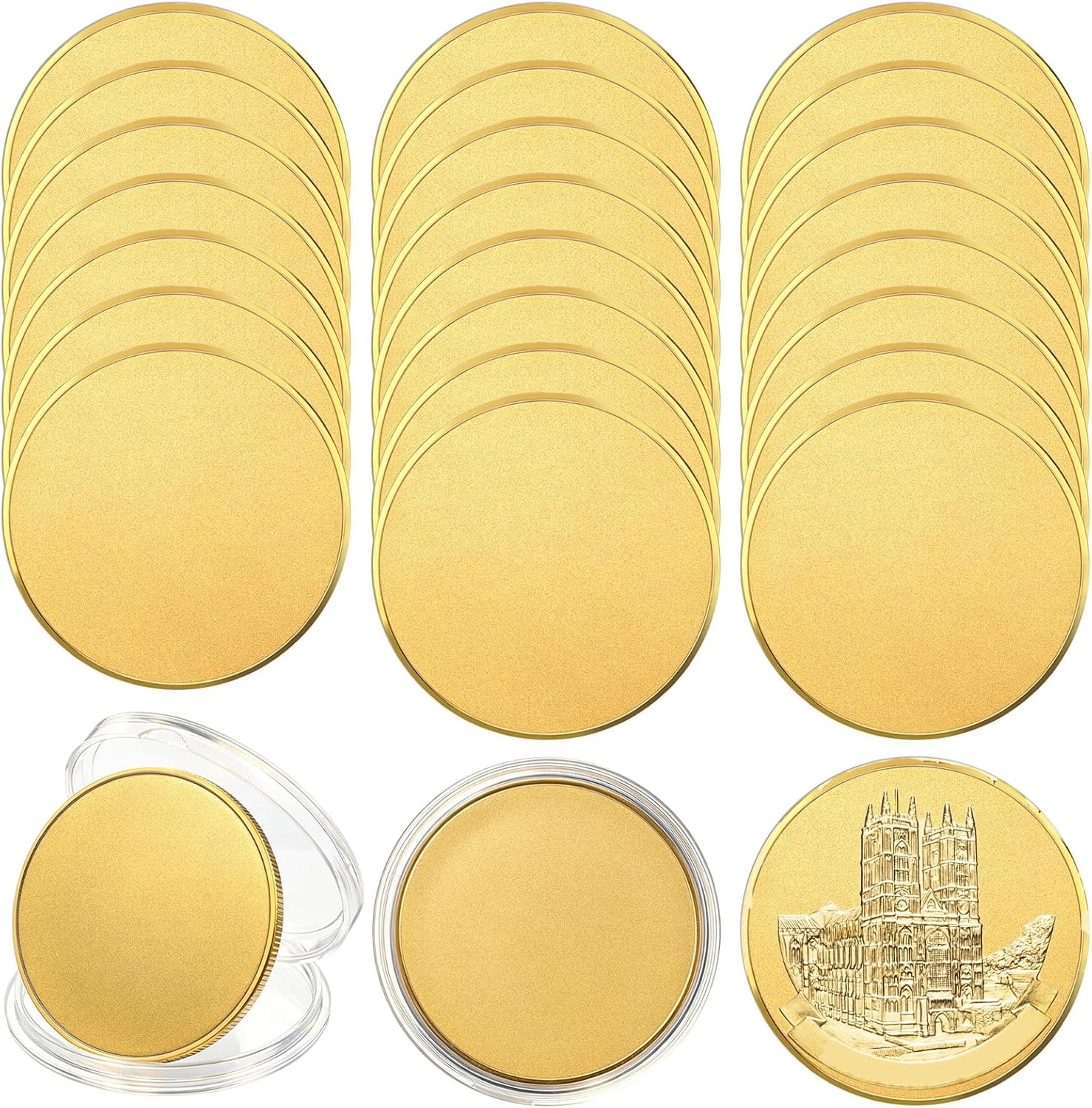 24 Pcs Gold Challenge Coin Blanks, 40Mm X 2Mm Alloy Challenge Coin 24 Pcs Gold Challenge Coin Blanks, 40Mm X 2Mm Alloy Challenge Coin